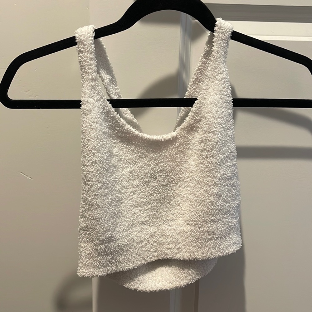 white boucle tank top (crop top)